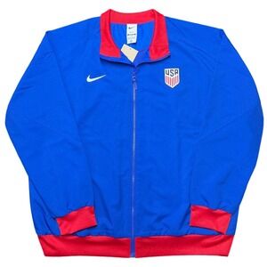 Nike USA Soccer Track Jacket Blue Red Full‎ Zip Dri-Fit Men's XL New